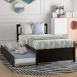 Twin Solid Wood Platform Bed With Trundle Espresso - Zenvia - Omega Lifestyles
