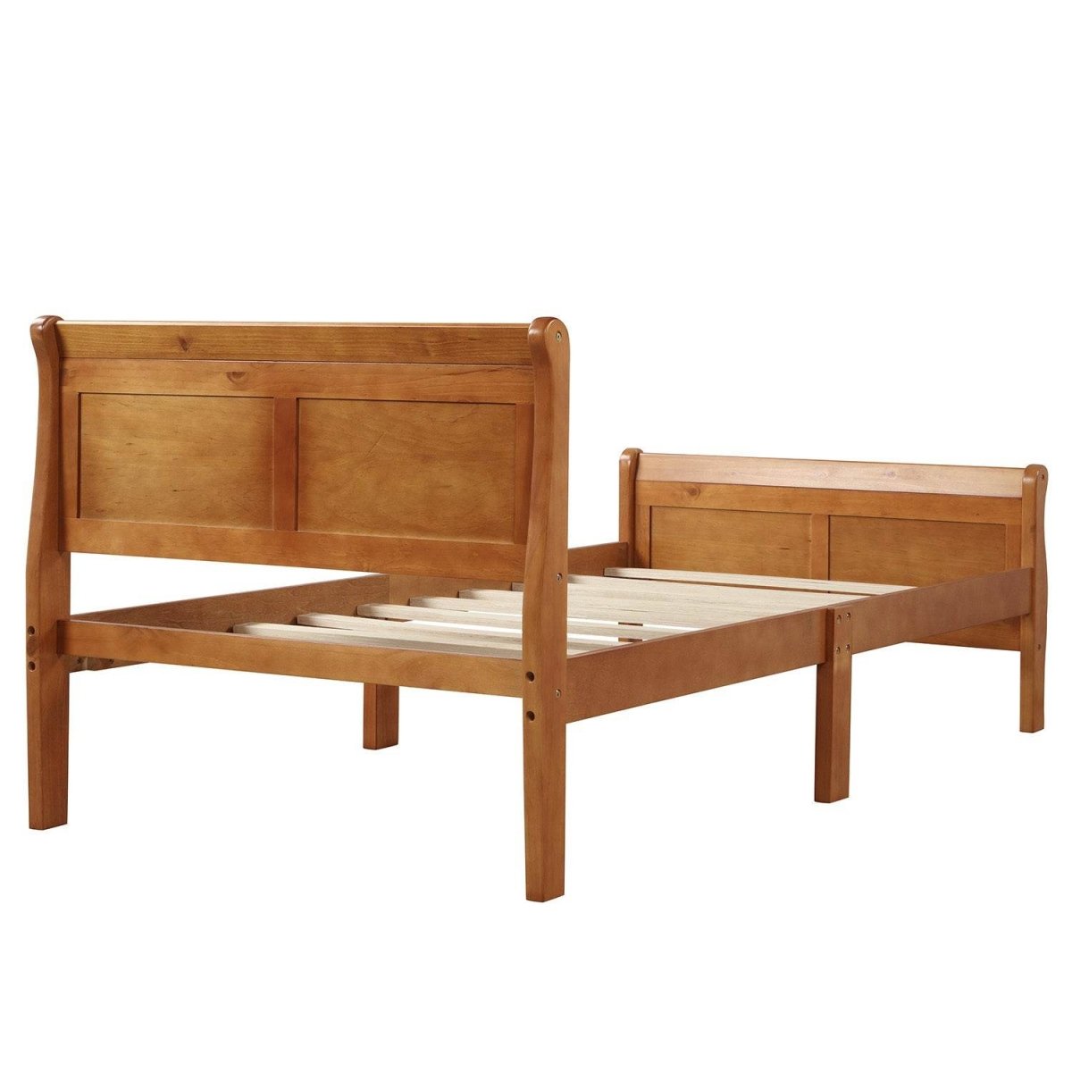 Twin Solid Wood Sleigh Platform Bed Frame - Zenvia - Omega Lifestyles