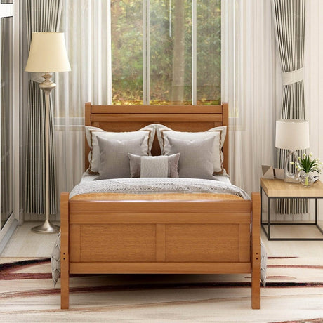 Twin Solid Wood Sleigh Platform Bed Frame - Zenvia - Omega Lifestyles
