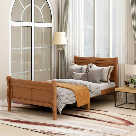 Twin Solid Wood Sleigh Platform Bed Frame - Zenvia - Omega Lifestyles