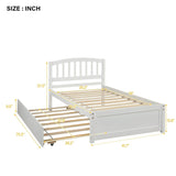 Twin White Solid Wood Platform Bed Frame With Trundle - Zenvia - Omega Lifestyles