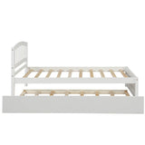 Twin White Solid Wood Platform Bed Frame With Trundle - Zenvia - Omega Lifestyles