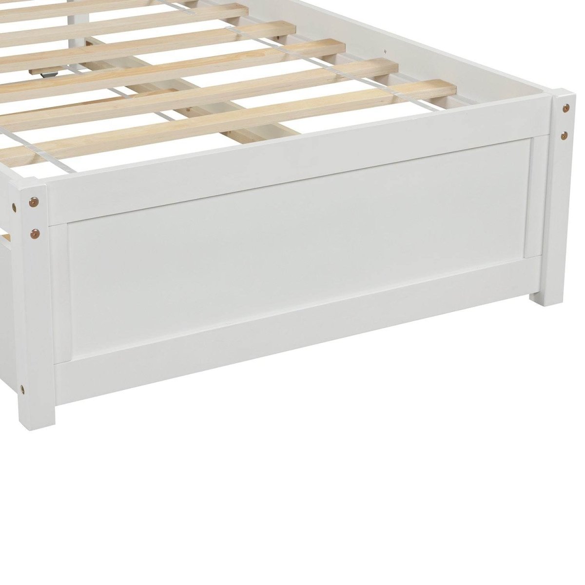 Twin White Solid Wood Platform Bed Frame With Trundle - Zenvia - Omega Lifestyles