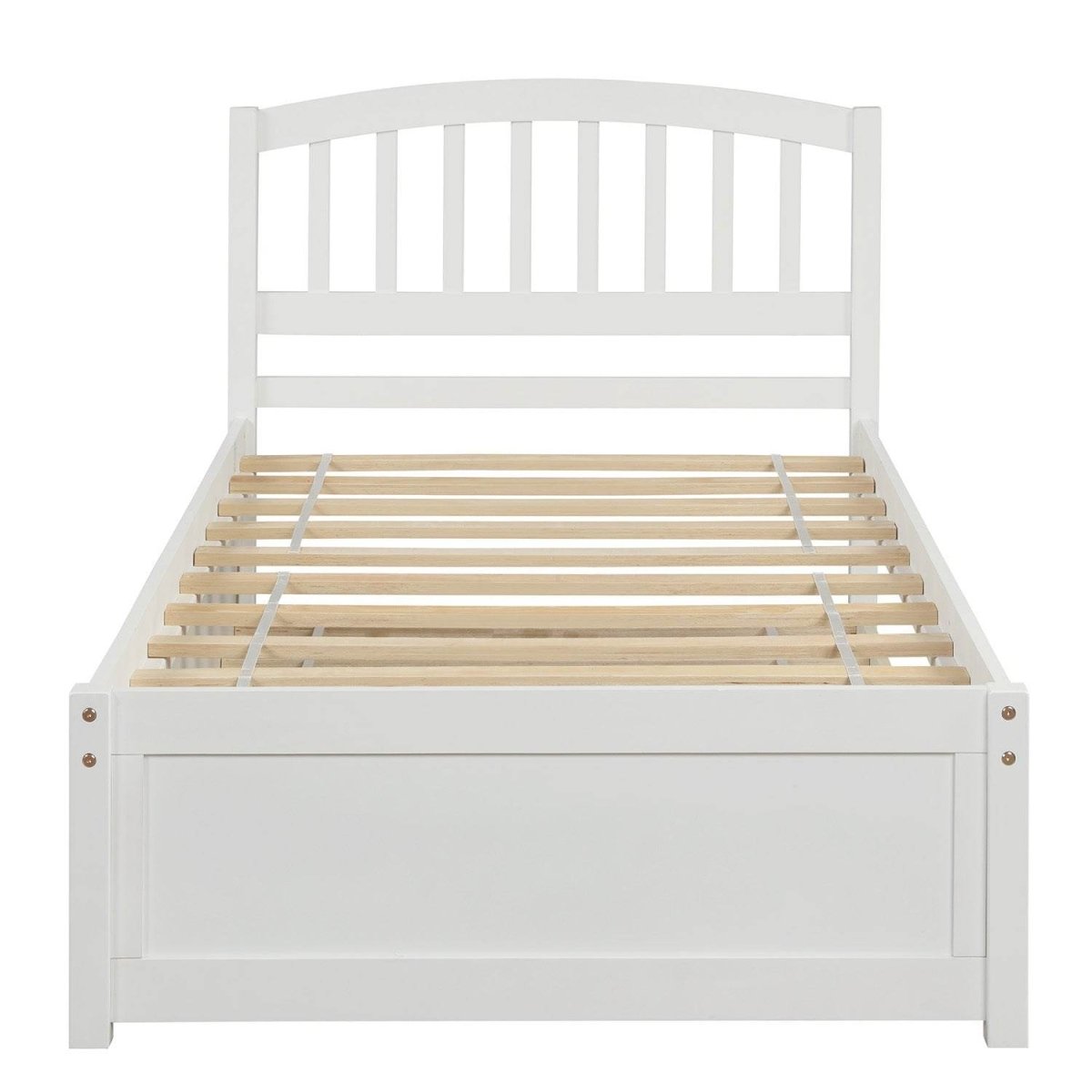 Twin White Solid Wood Platform Bed Frame With Trundle - Zenvia - Omega Lifestyles