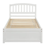 Twin White Solid Wood Platform Bed Frame With Trundle - Zenvia - Omega Lifestyles