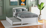 Twin White Solid Wood Platform Bed Frame With Trundle - Zenvia - Omega Lifestyles
