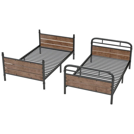 Twin XL Metal Bunk Bed With LED Lights And Storage Drawers - Omega Lifestyles