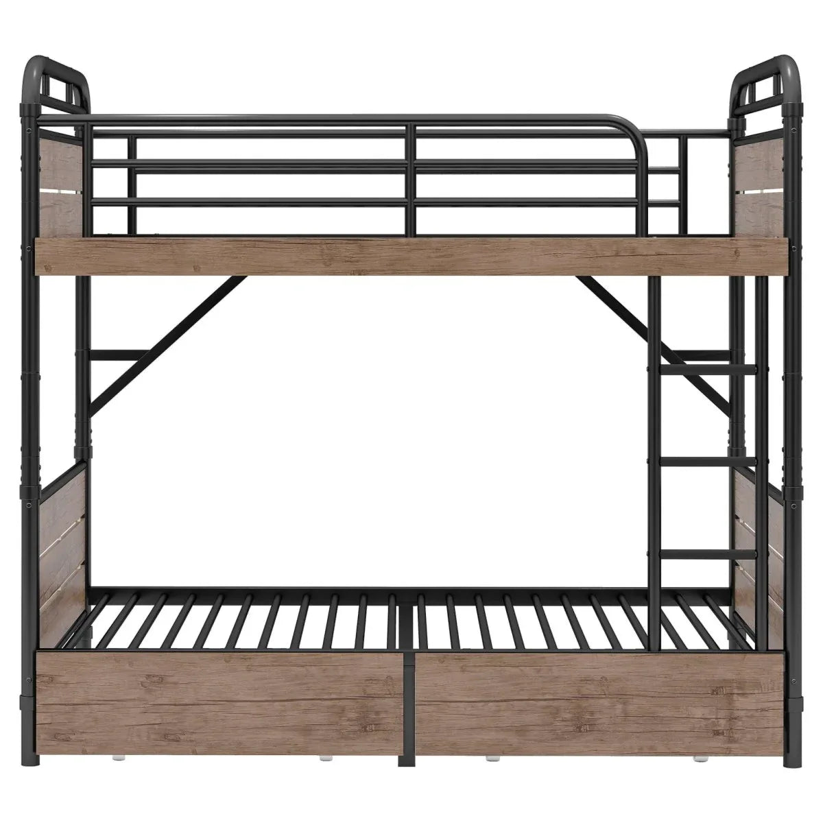 Twin XL Metal Bunk Bed With LED Lights And Storage Drawers - Omega Lifestyles