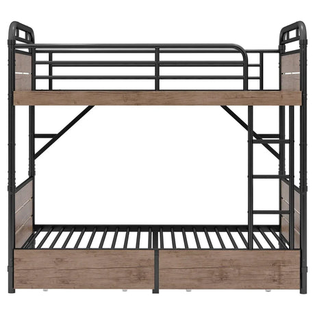 Twin XL Metal Bunk Bed With LED Lights And Storage Drawers - Omega Lifestyles