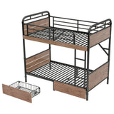 Twin XL Metal Bunk Bed With LED Lights And Storage Drawers - Omega Lifestyles
