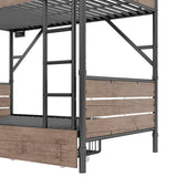 Twin XL Metal Bunk Bed With LED Lights And Storage Drawers - Omega Lifestyles