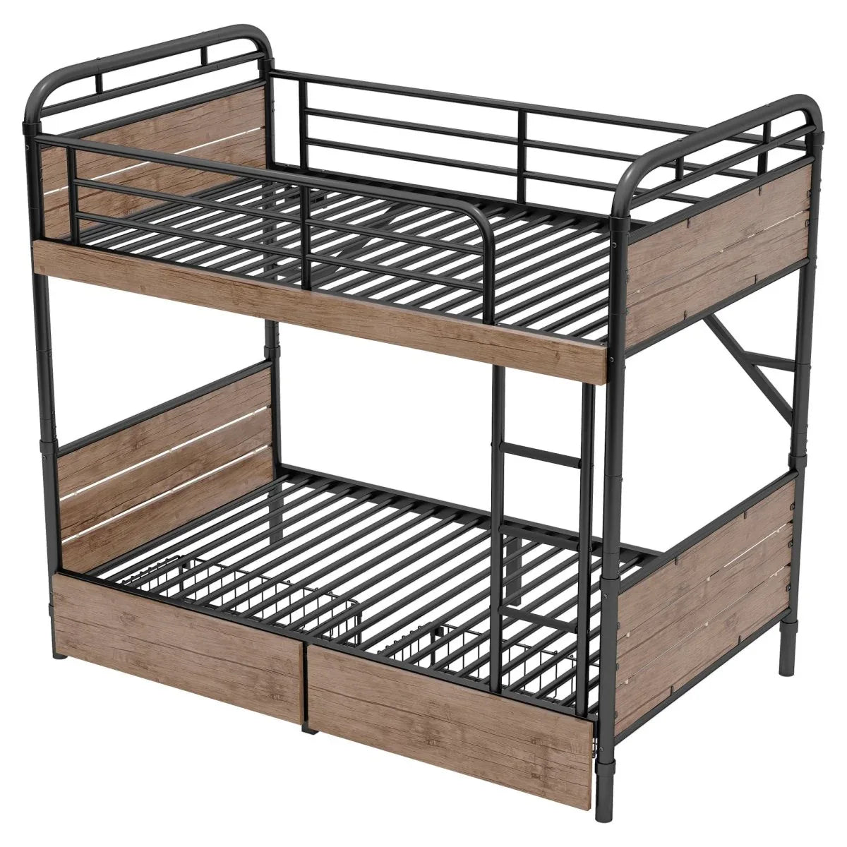 Twin XL Metal Bunk Bed With LED Lights And Storage Drawers - Omega Lifestyles