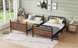 Twin XL Metal Bunk Bed With LED Lights And Storage Drawers - Omega Lifestyles