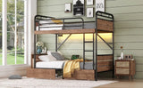 Twin XL Metal Bunk Bed With LED Lights And Storage Drawers - Omega Lifestyles