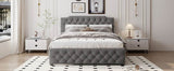 Upholstered Linen Platform Bed With Twin Trundle And USB Ports - Sleep Galleria