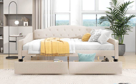 Upholstered Tufted Daybed With Drawers - Sleep Galleria