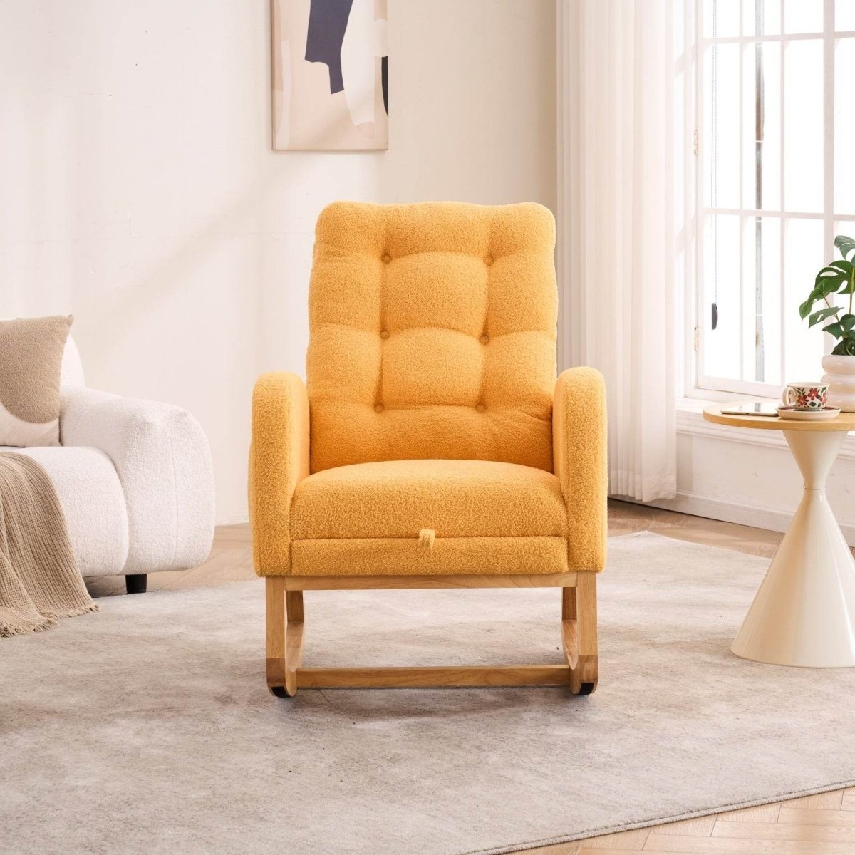 Upholstered Yellow Rocking Chair With Footrest - Omega Lifestyles