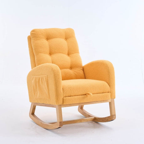 Upholstered Yellow Rocking Chair With Footrest - Omega Lifestyles