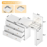 White Makeup Vanity Desk With Mirror Lights And Storage - Omega Lifestyles