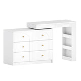 White Makeup Vanity Desk With Mirror Lights And Storage - Omega Lifestyles