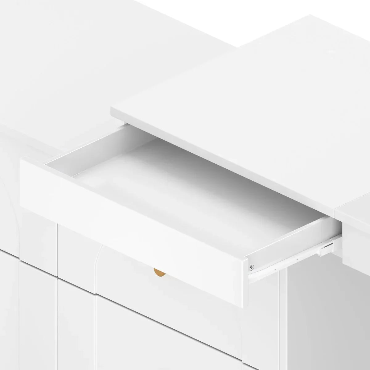 White Makeup Vanity Desk With Mirror Lights And Storage - Omega Lifestyles