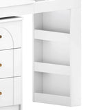 White Makeup Vanity Desk With Mirror Lights And Storage - Omega Lifestyles