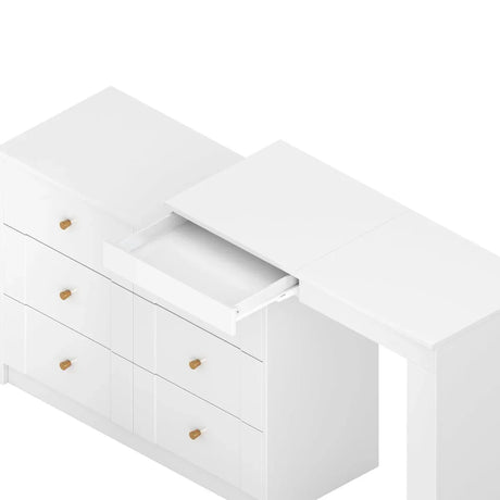 White Makeup Vanity Desk With Mirror Lights And Storage - Omega Lifestyles
