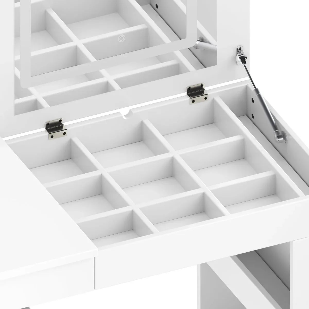 White Makeup Vanity Desk With Mirror Lights And Storage - Omega Lifestyles