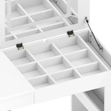 White Makeup Vanity Desk With Mirror Lights And Storage - Omega Lifestyles