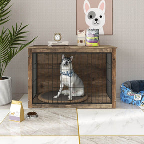 Wooden Dog Crate Furniture With Double Doors - Omega Lifestyles