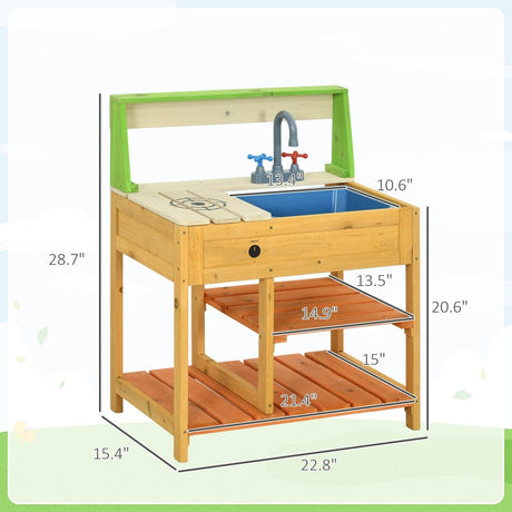 Wooden Outdoor Mud Kitchen Playset With Sink Faucet - Zenvia - Omega Lifestyles