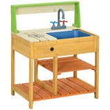 Wooden Outdoor Mud Kitchen Playset With Sink Faucet - Zenvia - Omega Lifestyles