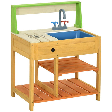 Wooden Outdoor Mud Kitchen Playset With Sink Faucet - Zenvia - Omega Lifestyles