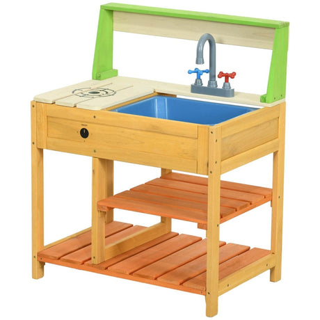 Wooden Outdoor Mud Kitchen Playset With Sink Faucet - Zenvia - Omega Lifestyles