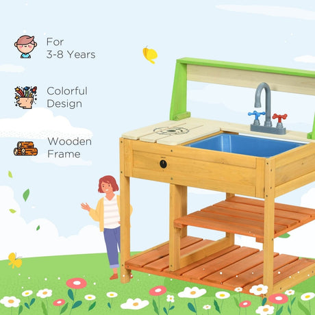 Wooden Outdoor Mud Kitchen Playset With Sink Faucet - Zenvia - Omega Lifestyles