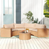 7-Piece Half Moon Outdoor Wicker Patio Furniture Set - Omega Lifestyles