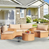 7-Piece Half Moon Outdoor Wicker Patio Furniture Set - Omega Lifestyles