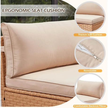 7-Piece Half Moon Outdoor Wicker Patio Furniture Set - Omega Lifestyles