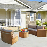 7-Piece Half Moon Outdoor Wicker Patio Furniture Set - Omega Lifestyles