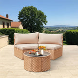 7-Piece Half Moon Outdoor Wicker Patio Furniture Set - Omega Lifestyles