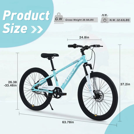24-Inch Steel Frame Mountain Bike For Kids Age 9-12 - Omega Lifestyles