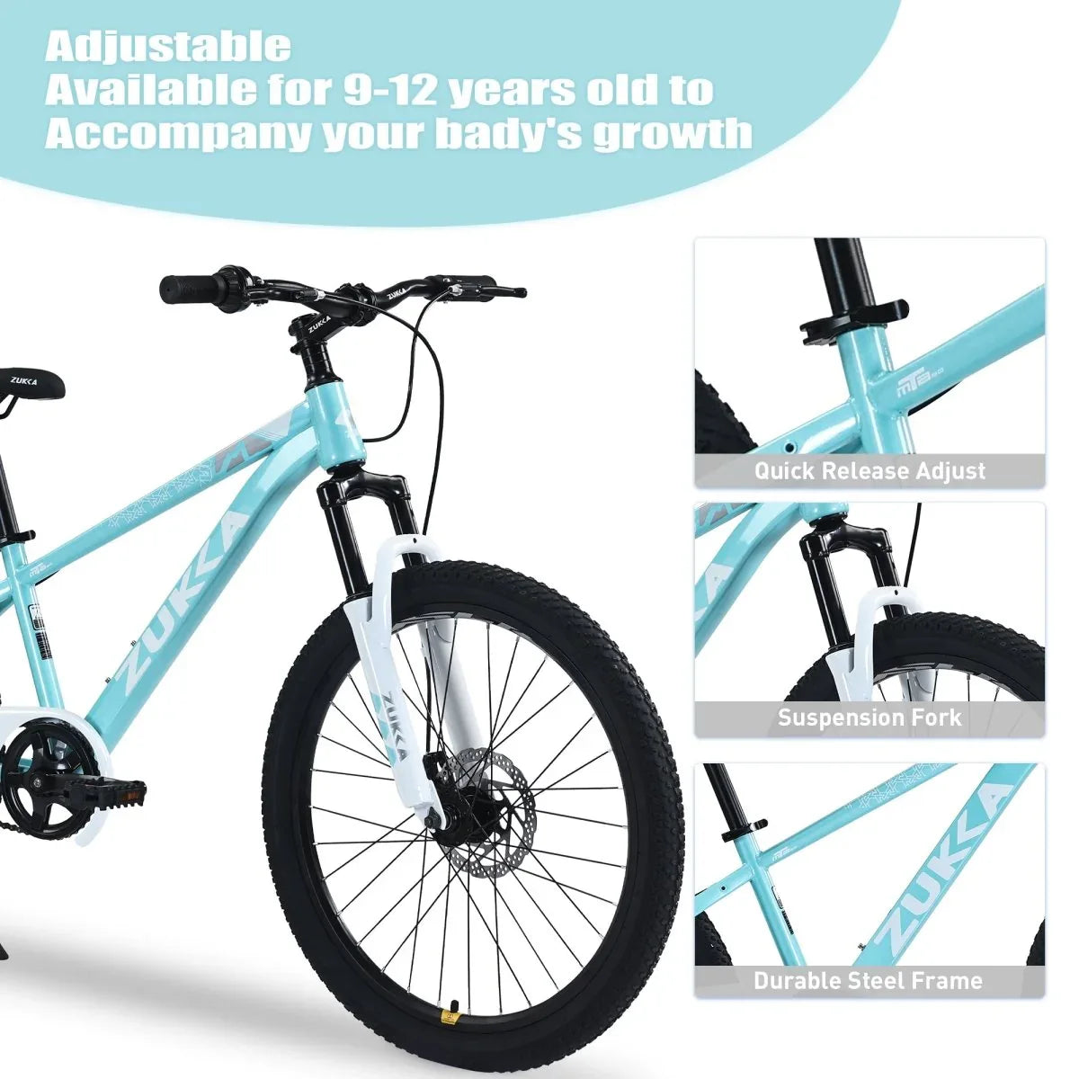 24-Inch Steel Frame Mountain Bike For Kids Age 9-12 - Omega Lifestyles